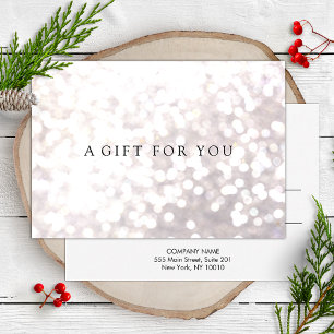 Carte Simple Elegant White Bokeh Certificat cadeau