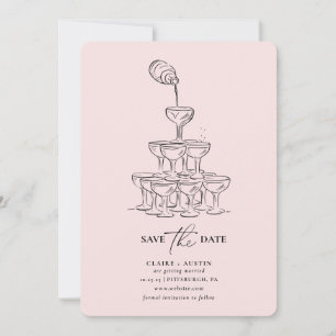 Carte simple Enregistrer la date Champagne Tower