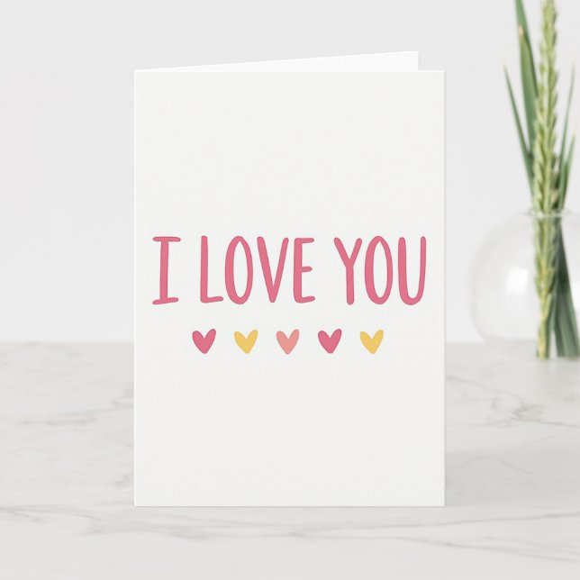 Carte Simple et Douce 'Je T'Aime' (Devant)