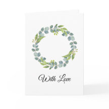 Simple Eucalyptus Wreath Wedding Card - Blank