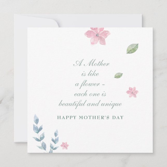 Carte Simple Floral Happy Mother's Day Holiday Card (Devant)