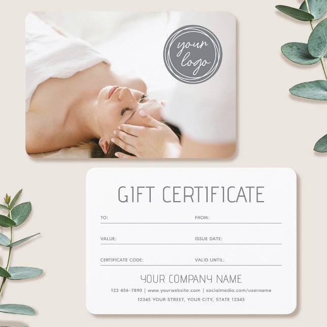 Carte Simple Gift Certificate Custom Photo Logo Card (Créateur téléchargé)