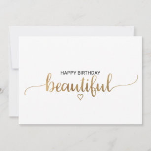 Carte Simple Gold Calligraphie Joyeux Anniversaire Belle