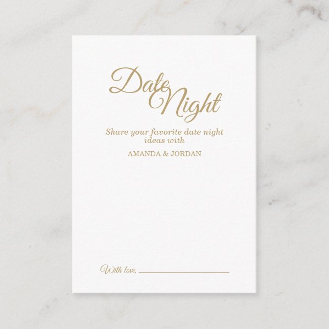 Carte simple Gold Calligraphy Date Night (Devant)