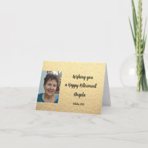 Carte Simple Gold Happy Retirement Photo Félicats