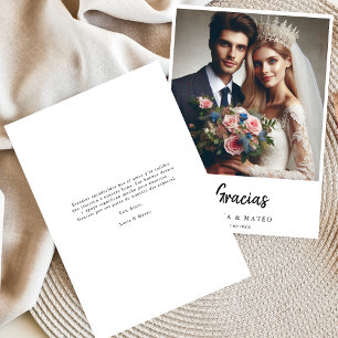 Carte Simple Gracias Mariage Espagnol Photo Merci
