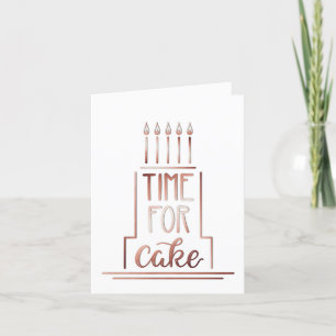 Carte Simple Hand Drawn Cake Happy Birthday Rose Gold