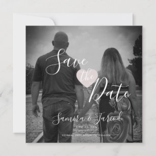 Carte Simple Heart Pink Photo Enregistrer l'aimant Date