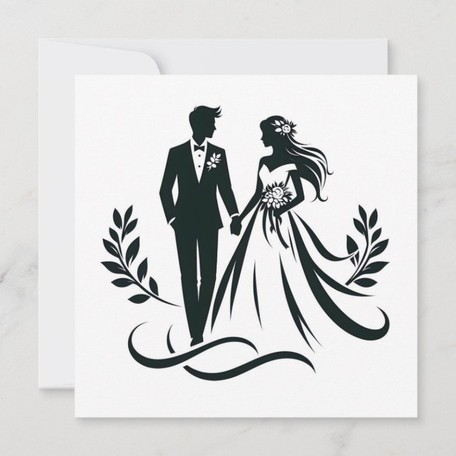 Carte Simple Heart Wedding Thank You Card – Customizable (Dos)