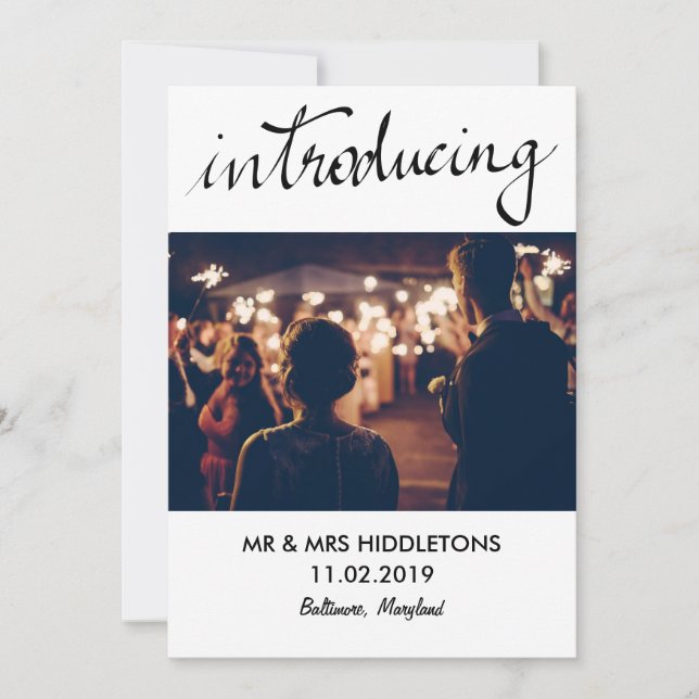 Carte Simple introduction de la typographie Mariage Coup (Devant)