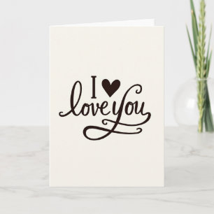 Carte simple « Je t'aime » avec cœur