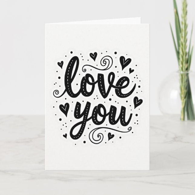 Carte simple « Je t'aime » avec des points (Devant)