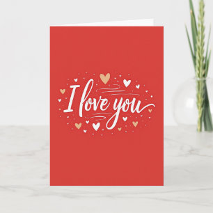 Carte Simple Je T'Aime Cœurs Dorés