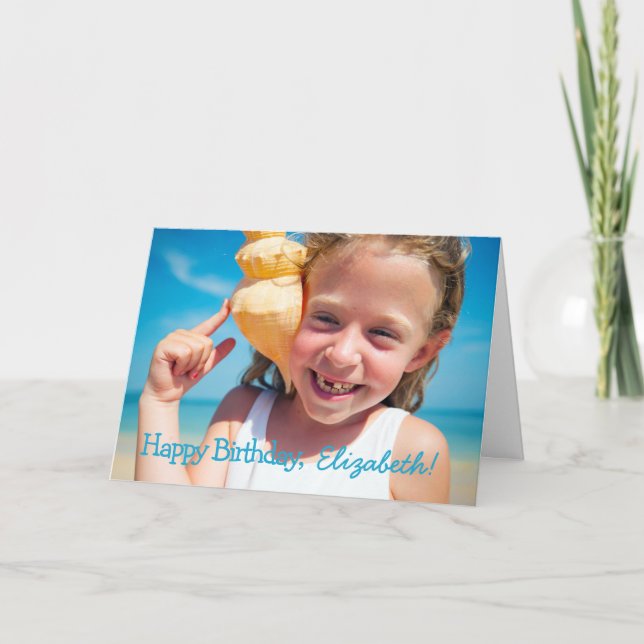 Carte Simple Jouer Cursive Typographie Photo Anniversair (Devant)