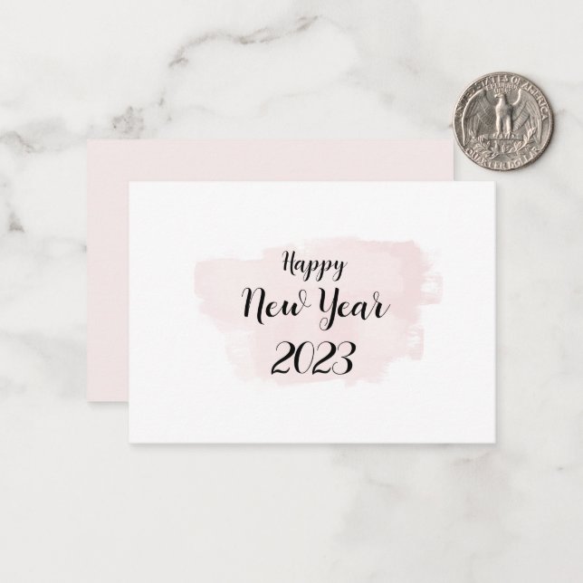 Carte simple Joyeuse nouvelle année en rose doux (Devant/Arrière en situation)
