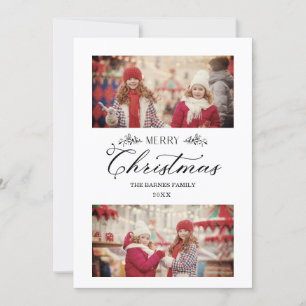 Carte Simple Joyeux Noël Branches Botaniques 2 Photos