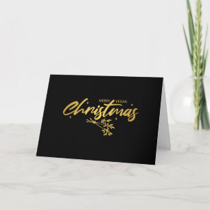Carte Simple Joyeux Noël Végan en Or 