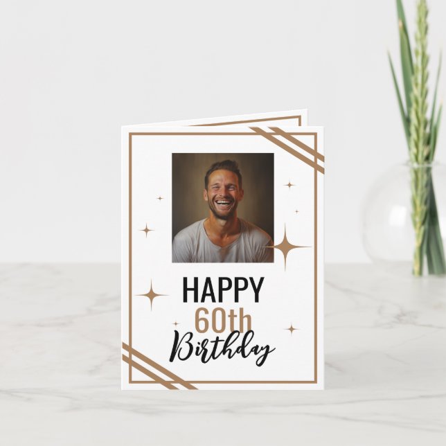 Carte Simple Mari blanc et Brown 60e anniversaire (Devant)