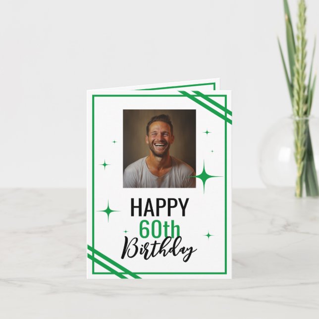 Carte Simple Mari blanc et vert 60e anniversaire (Devant)