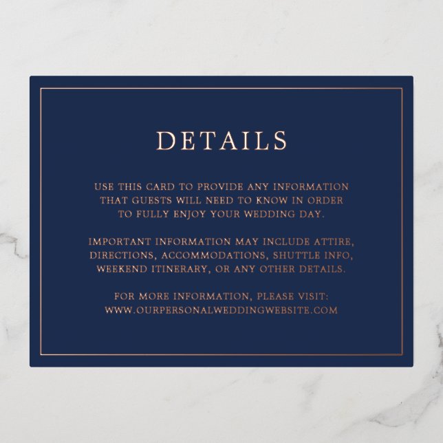 Carte simple Mariage bleu marine (Recto)