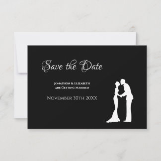 Carte Simple mariage enregistrer date Noir Blanc Mariée 