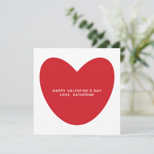 Carte Simple mignon coeur rouge personnalisé Saint Valen