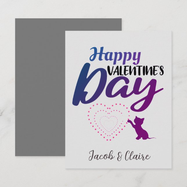 Carte Simple mignonne coeur Joyeux Valentines jour Coupl (Devant / Derrière)