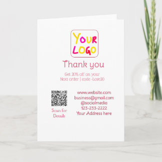 Carte simple minimal add your logo/design here text Q R