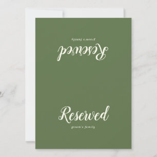 Carte Simple Minimaliste Sage foncé Mariage Réservé Sign