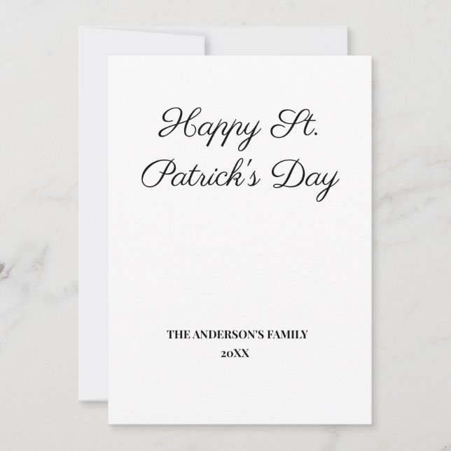 Carte simple minimum ajouter votre texte st. patricks da (Devant)