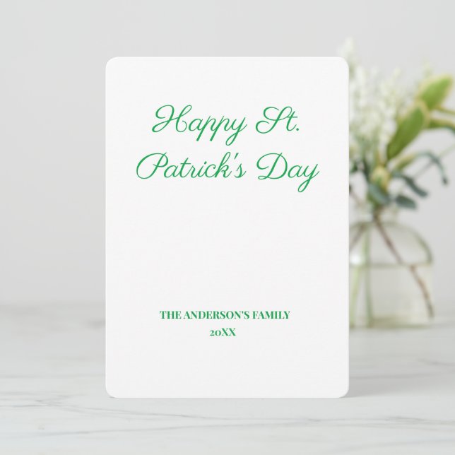 Carte simple minimum ajouter votre texte st. patricks da (Debout devant)