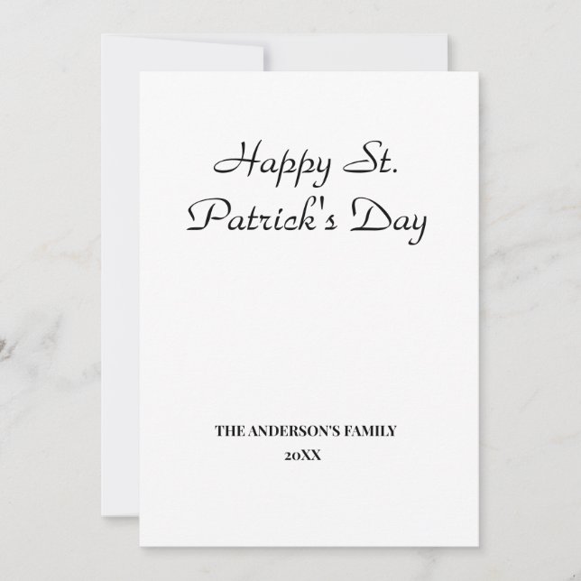 Carte simple minimum ajouter votre texte st. patricks da (Devant)