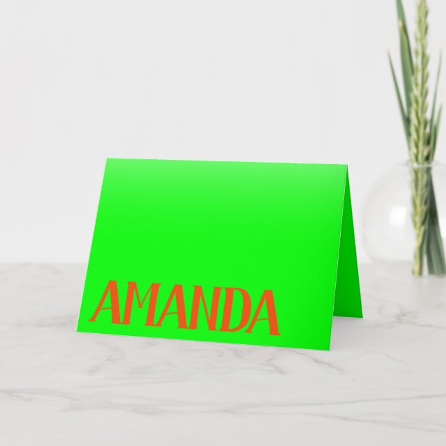 Carte Simple & Modern Lime Green & Orange - Personalized (Devant)