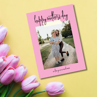 Carte Simple Modern Script 2 Photo Happy Mother's Day