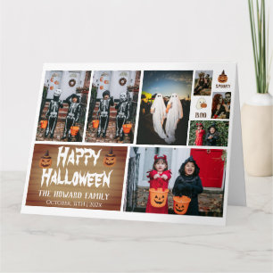 Carte Simple moderne bois Éffrayant Halloween Collage ph