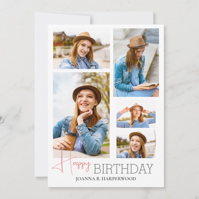 Carte Simple moderne Joyeux Anniversaire élégant 5 Photo (Devant)