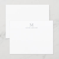 Carte simple moderne Monogramme léger gris argenté