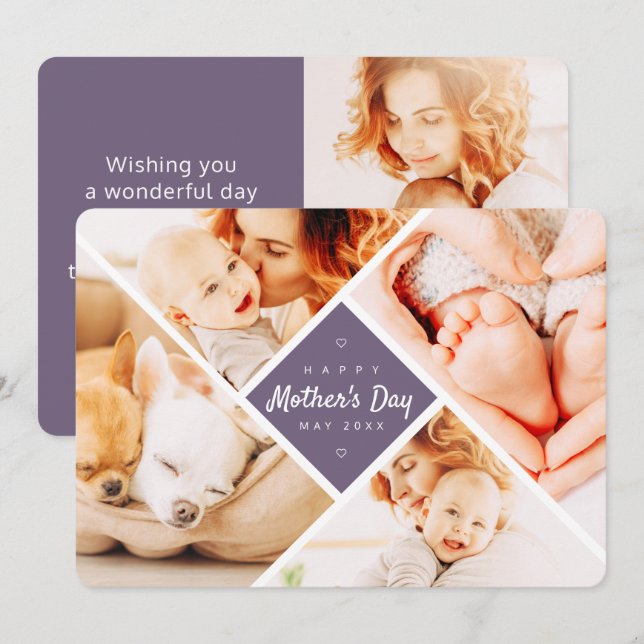 Carte Simple moderne photos personnalisées Joyeux fête d (Devant / Derrière)