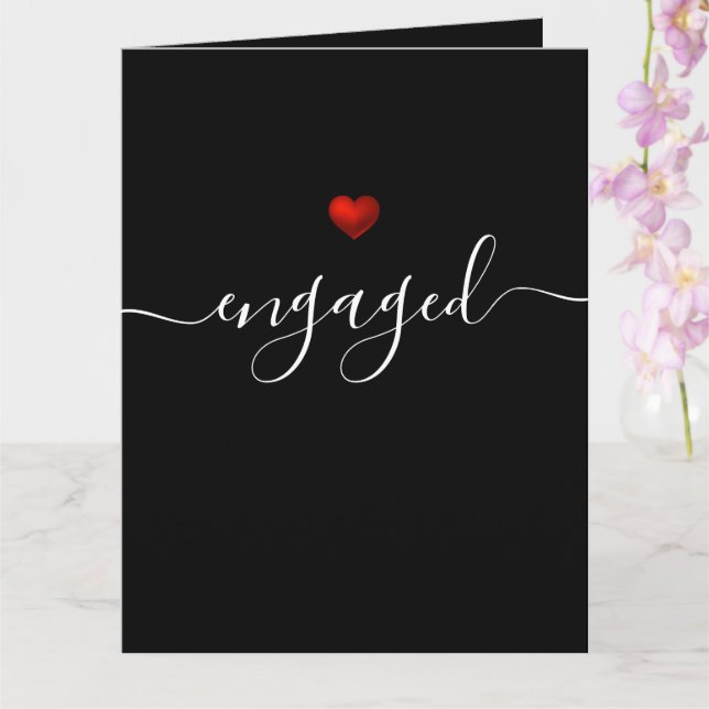 Carte Simple moderne Red Heart Black Engagé (Orchidée)