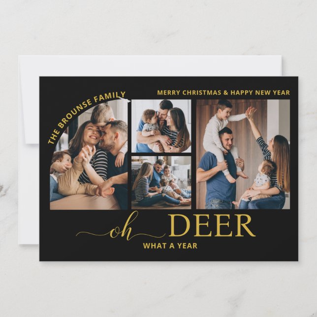 Carte Simple Oh Deer What a Year Photo Collage Noël (Devant)