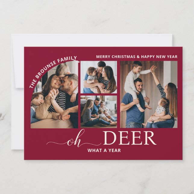 Carte Simple Oh Deer What a Year Photo Collage Noël (Devant)
