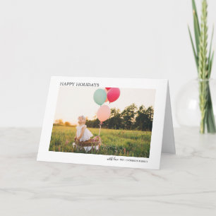 Carte simple photo de Noël minimaliste pliée