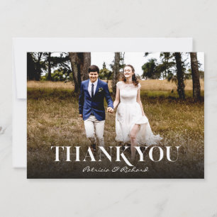 Carte Simple Police Moderne Mariage Remerciement Photo