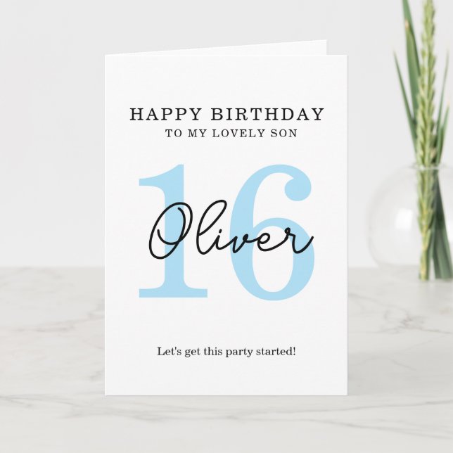 Carte simple pour 16 ans. (Devant)