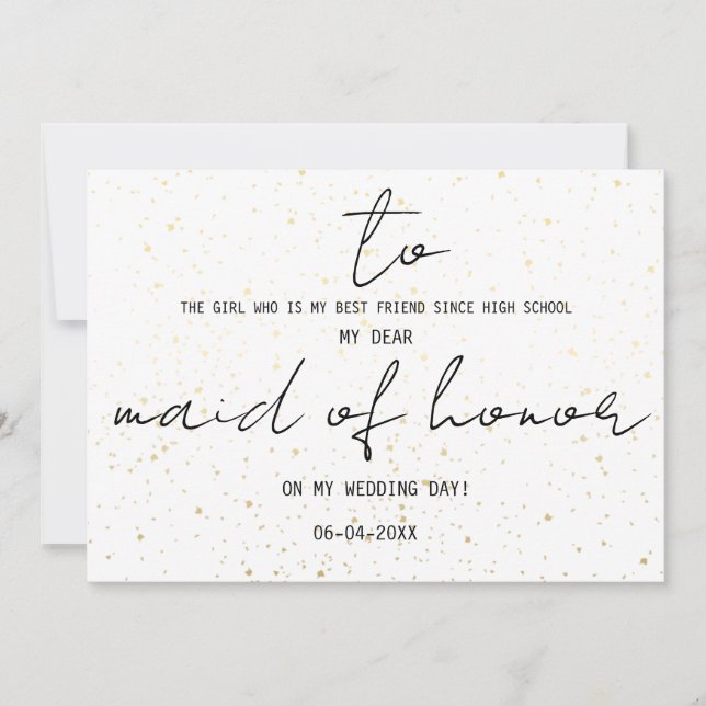 Carte Simple pour ma demoiselle d'honneur le jour de not (Devant)