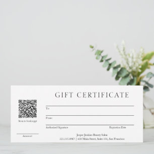 Carte Simple QR Code Modern Business Cadeau Certificat
