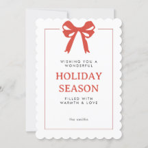 Carte simple Red Bow Holiday