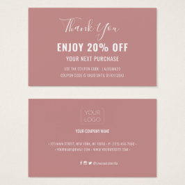 Carte simple Rose Dusty moderne avec rabais