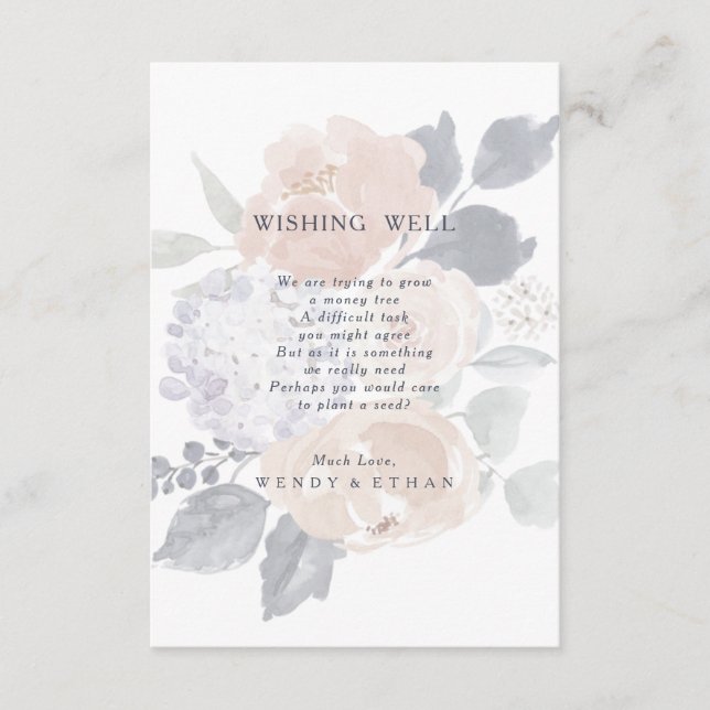 Carte simple Rustique Mariage Floral Wishing Well  (Devant)