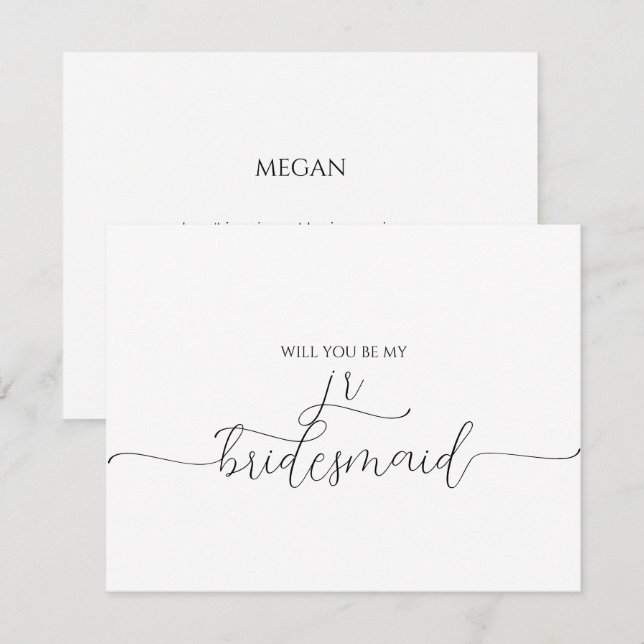 Carte Simple Script Minimal Junior Bridesmaid Propositio (Devant / Derrière)